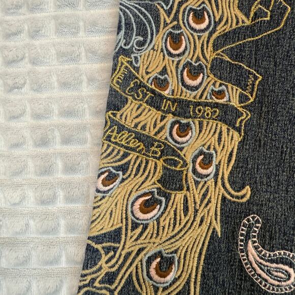 Womens Allen Schwartz Allen B Embroidered Flare Jeans Size 28 - Picture 9 of 11